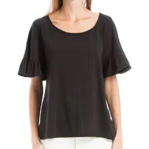 Max Studio Black Ruffle Sleeve Blouse
